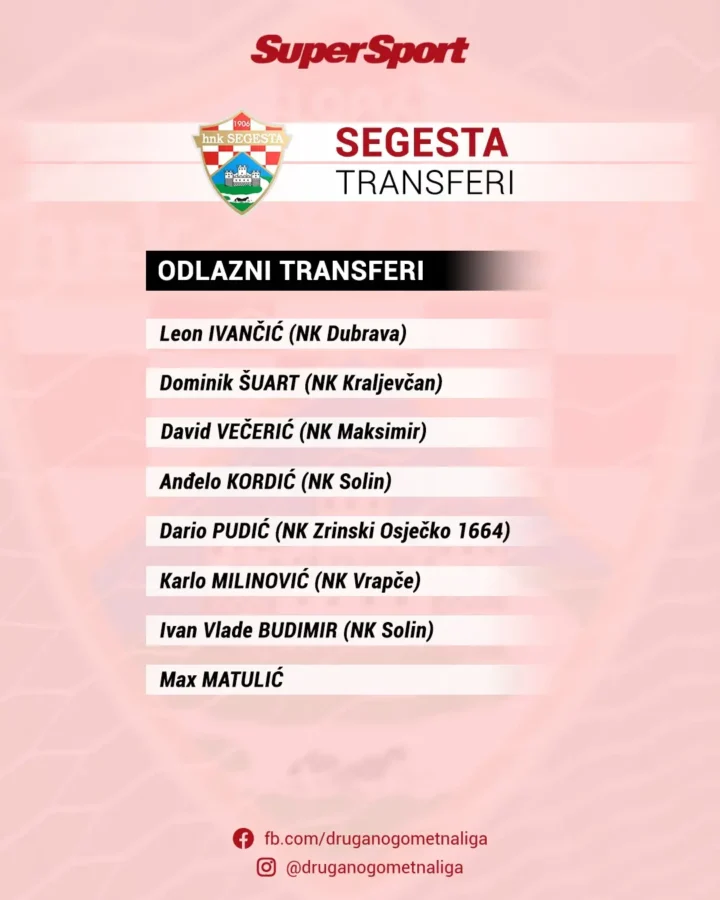 Segesta Odlazni Transferi