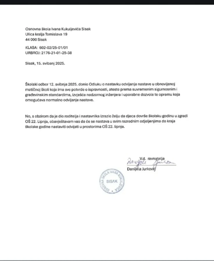 Odluka o nastavi u lipnju