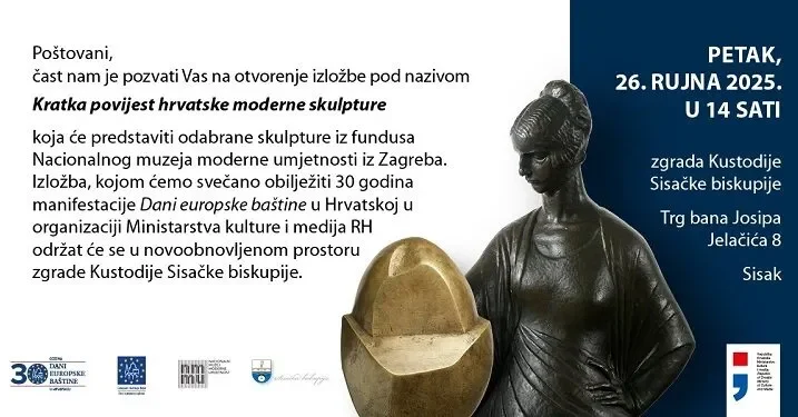 Pozivnica na otvorenje izložbe kratka povijest hrvatske moderne skulpture