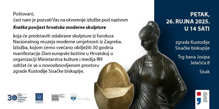 Pozivnica na otvorenje izložbe kratka povijest hrvatske moderne skulpture