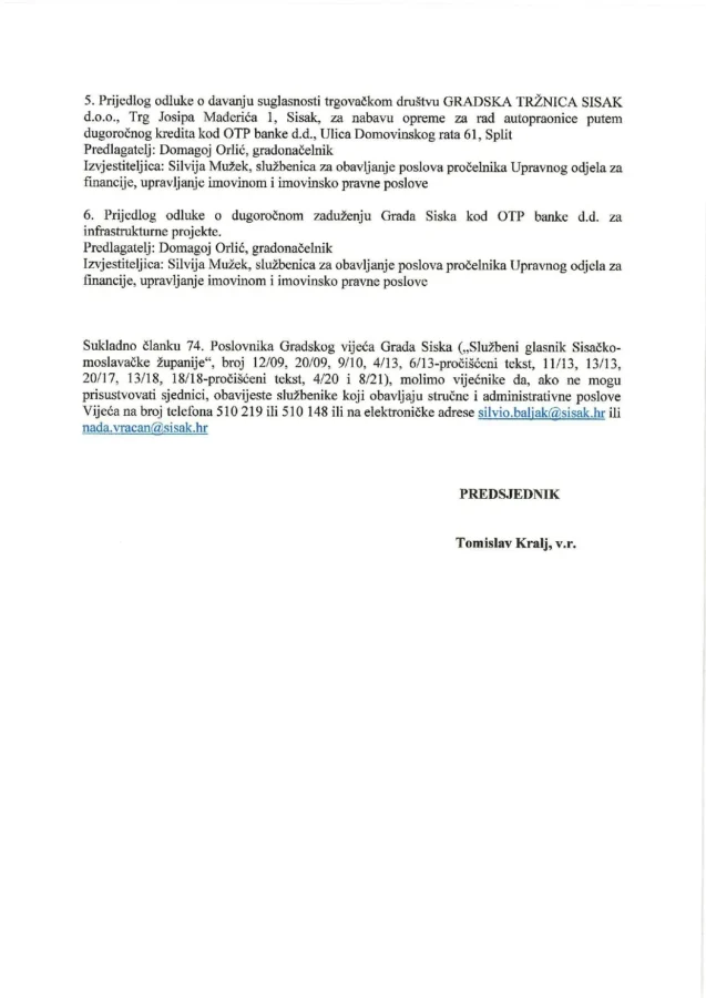 Prijedlog dnevnog reda 3. sjednice gradskog vijeća grada siska page 0002