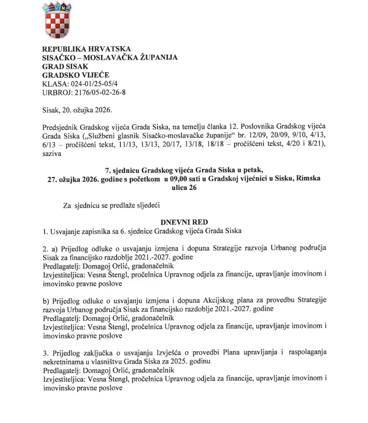 Gradsko vijeće dnevni red