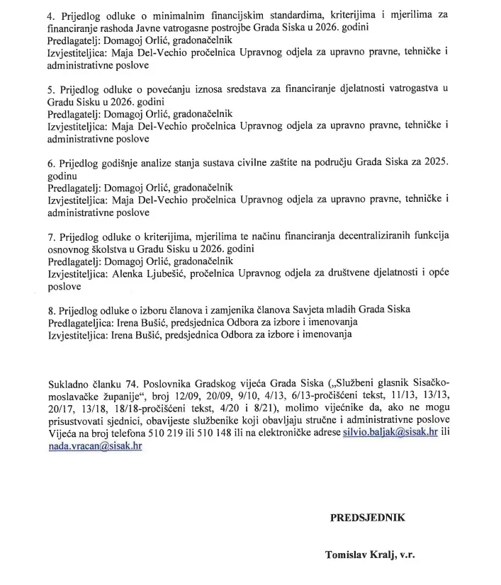 Gradsko vijeće dnevni red