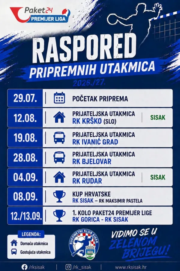Rukomet raspored pripremnih utakmica